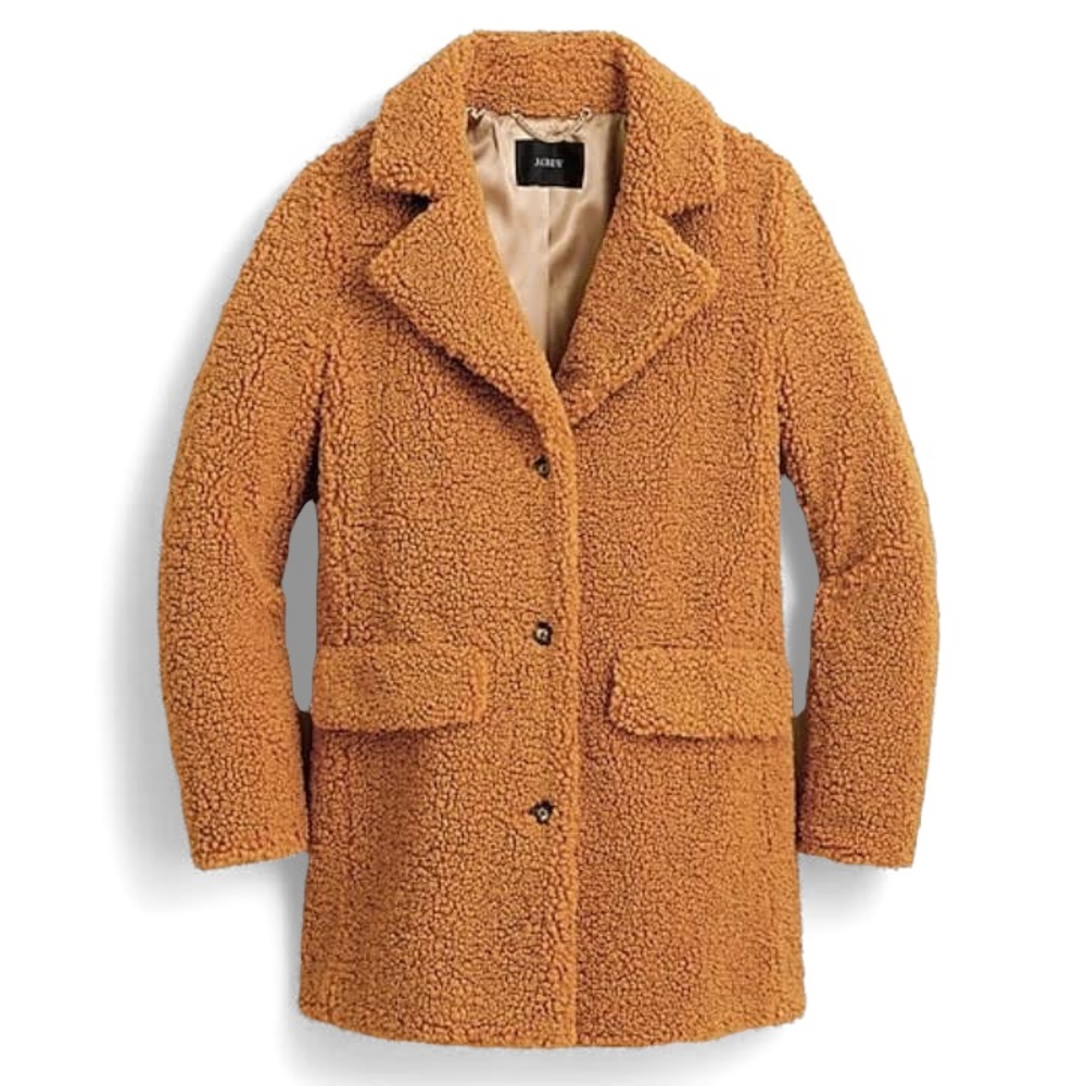 J. Crew Brown Teddy Sherpa Button Front Coat